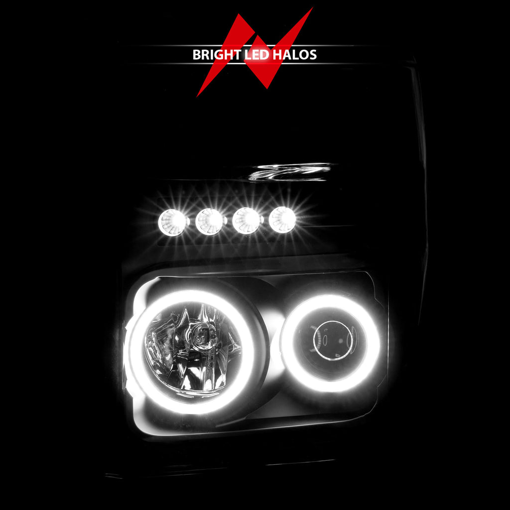 0810-F250F350F450-Sd-Headlights-Black-Projectors-WHalos(Ccfl)DrivePass