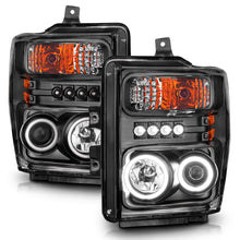 Load image into Gallery viewer, 0810-F250F350F450-Sd-Headlights-Black-Projectors-WHalos(Ccfl)DrivePass