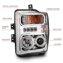 Load image into Gallery viewer, 0810-F250F350F450-Sd-Headlights-Chrome-Projectors-WHalos(Ccfl)DrivePass