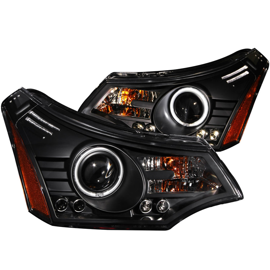 0811-Focus-Projector-Black-Clear-WAmber-Reflectors-Headlights-DrivePass