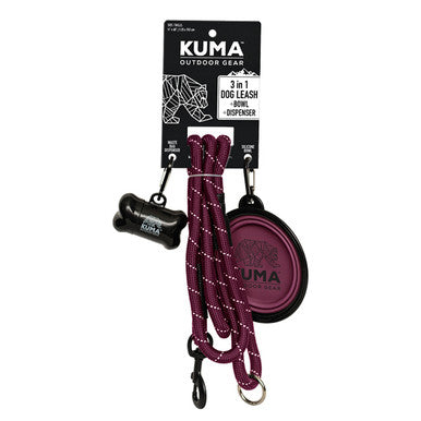 KUMA 857-KM-31DL-PUR 3 in 1 Dog Leash, 5', Purple/Grey