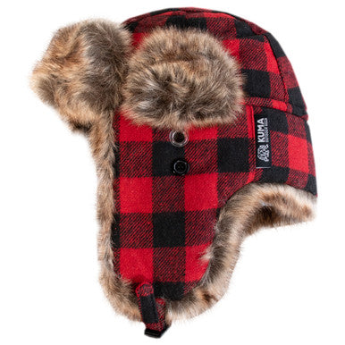 KUMA 828-KM-FTC-RB Fur Trapper Cap - Red/Black