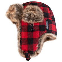 Load image into Gallery viewer, KUMA 828-KM-FTC-RB Fur Trapper Cap - Red/Black