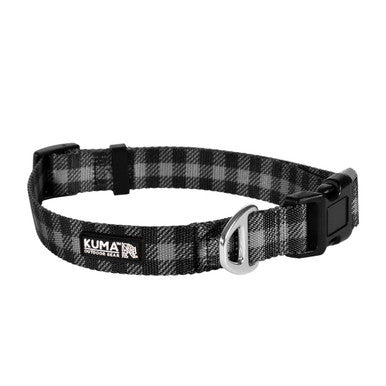 KUMA 703-KM-LBCL-GB-S Lazy Bear Dog Collar - Small - 11-14" - Grey/Black