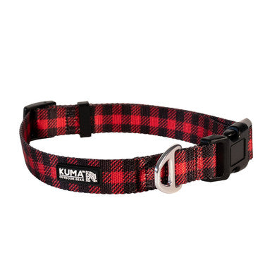 KUMA 703-KM-LBCL-RB-S Lazy Bear Dog Collar - Small - 11-14" - Red/Black