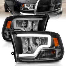 Load image into Gallery viewer, 0918-Ram-15001018-25003500-WQuad-Crystal-Headlights-WLight-Bar-Blk-Fits-Factory-Dual-Hl-Models