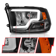 Load image into Gallery viewer, 0918-Ram-15001018-25003500-WQuad-Crystal-Headlights-WLight-Bar-Blk-Fits-Factory-Dual-Hl-Models