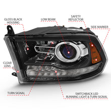 Load image into Gallery viewer, 0918-Ram-15001018-Ram-25003500-Projector-Plank-Style-Switchback-Headlights-Black-Amber(Oe-Style)