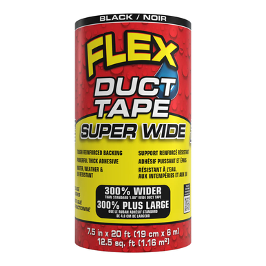 Flex Seal CN222BLK7520 Super Wide Duct Tape™, Black, 19cm x 6m