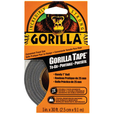 Gorilla 6101002 Gorilla Tape to Go, Black, 1" x 30'