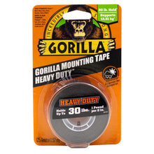 Load image into Gallery viewer, Gorilla 6155002 Gorilla Black Heavy Duty Mounting Tape, 30 Lbs Hold, Double Sided, 1&quot; x 60&quot;