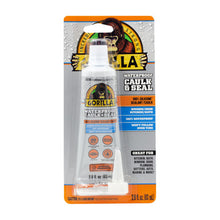 Load image into Gallery viewer, Gorilla 8190001 Gorilla Waterproof Caulk &amp; Seal, Clear Silicone, All Purpose, 82 mL