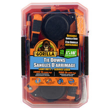 Load image into Gallery viewer, Gorilla 92002 2 Pk 1" X 16' Self Locking Retractable Ratchet Strap W/ Orange Gorilla Grip Handle W/ Cap Locks (Orange Webbing)
