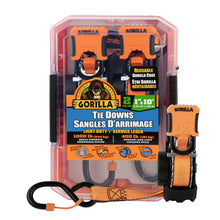 Load image into Gallery viewer, Gorilla 92003 2 Pk 1" X 10' Retractable Ratchet Strap, W/ Orange Gorilla Grip Handle, Cap Locks