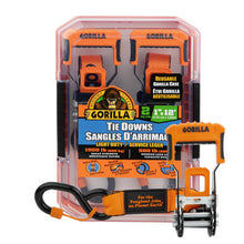 Load image into Gallery viewer, Gorilla 92004 2 Pk 1" X 12' Ratchet Strap W/ Orange Gorilla Grip Handle W/ Cap Locks (Orange Webbing)