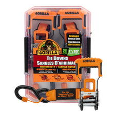 Load image into Gallery viewer, Gorilla 93001 2 Pk 1" X 16' Ratchet Strap W/ Orange Gorilla Grip Handle W/ Cap Locks (Orange Webbing)
