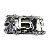 Edelbrock 2161-CP Performer 2-O Manifold for 1965-90 B/B Chevy Oval Port Heads, Chrome Plasma