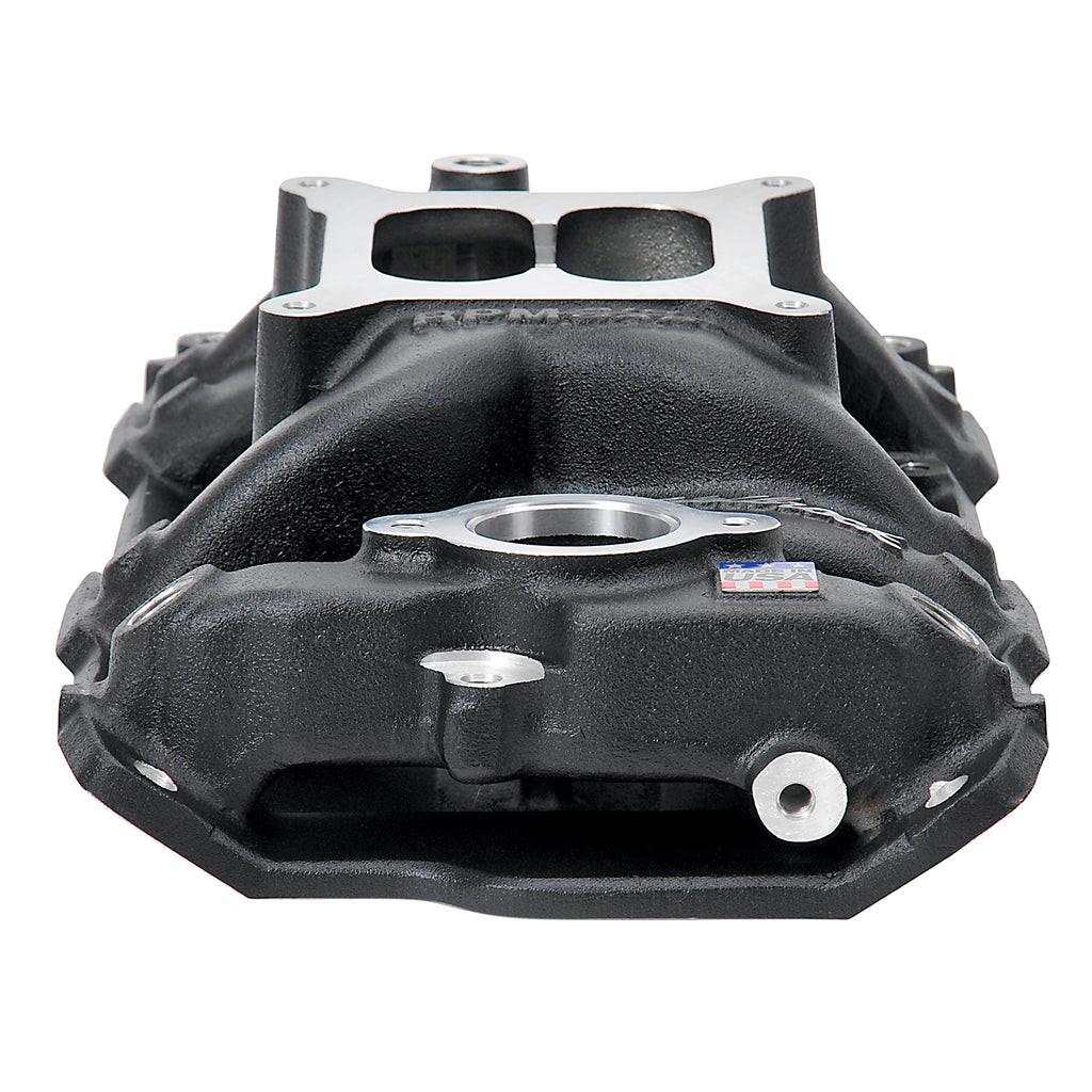 Intake-Manifold-Rpm-Air-Gap-Small-Block-Chevy-262-400-Black