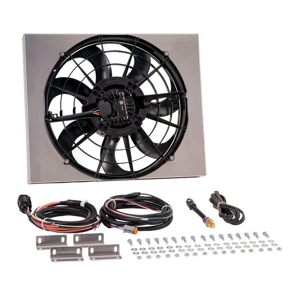 Powerpack-Brushless-Single-17In-Rad-FanAlum-Shroud-Kit-W-Pwm-Controller215-Deg-Sensor