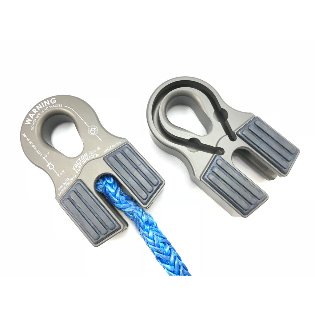 ~(1-Lbs.-6X4x2)~-Flat-Splicer-38-12-In-Synthetic-Rope-Splice-On-Shackle-Mount-Gray