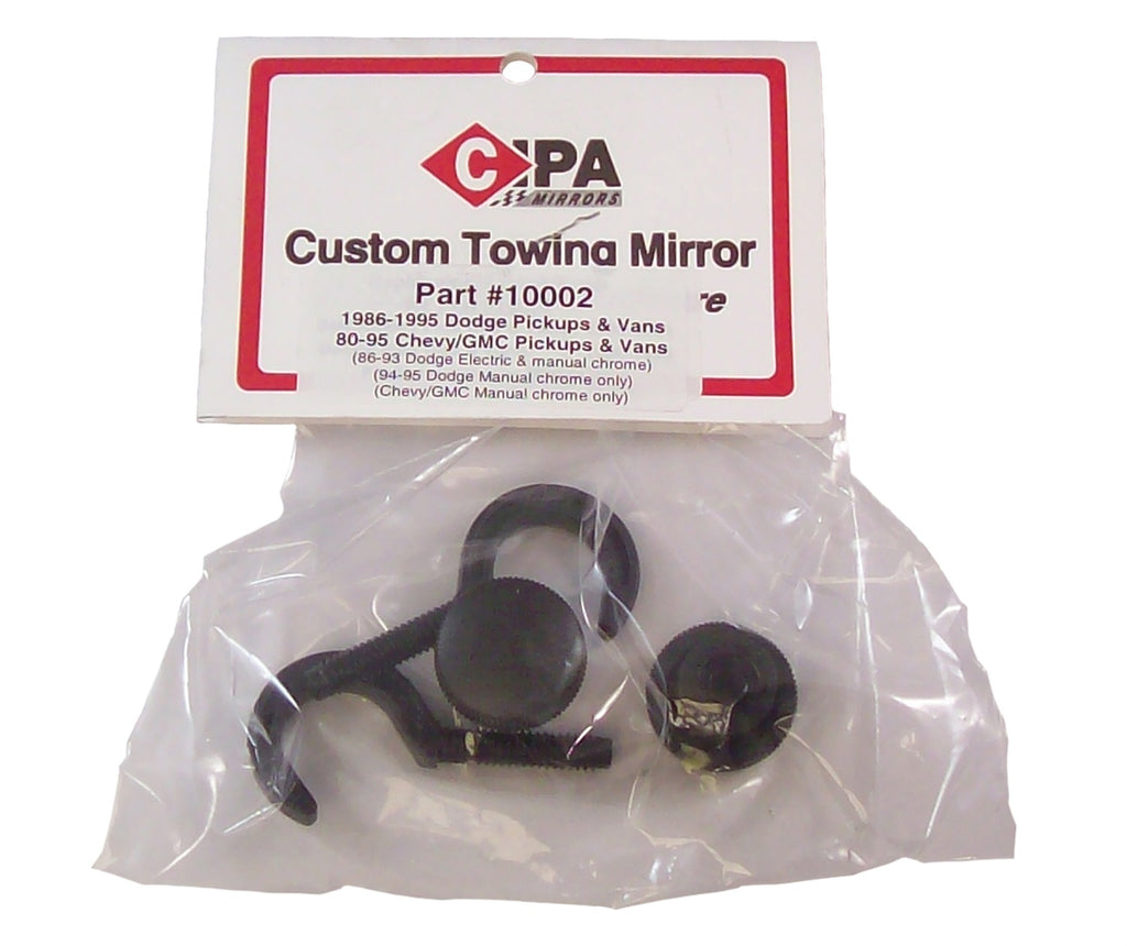 Cipa USA 10002 Custom Towing Mirror Hardware for Select Chevrolet C10, Chevrolet C1500, Chevrolet C20, Chevrolet C2500, Chevrolet C30, Chevrolet C3500, Chevrolet G10, Chevrolet G20, Chevrolet G30, Chevrolet K10, Chevrolet K1500, Chevrolet K20, Chevrolet