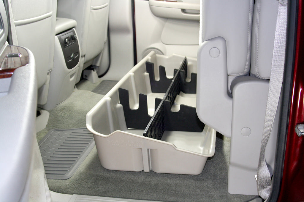 DU-HA 10042 DÜHA 10042 Underseat Storage / Gun Case - Dark Gray for Select Chevrolet Silverado 1500, Chevrolet Silverado 2500, Chevrolet Silverado HD, Chevrolet Silverado HD, GMC Sierra, GMC Sierra 1500, GMC Sierra HD, GMC Sierra HD
