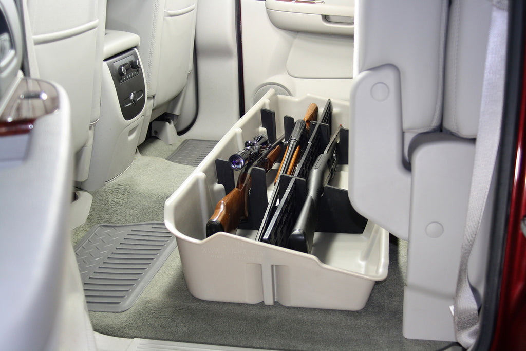 DU-HA 10044 DÜHA 10044 Underseat Storage / Gun Case - Tan for Select Chevrolet Silverado 1500, Chevrolet Silverado 2500, Chevrolet Silverado HD, Chevrolet Silverado HD, GMC Sierra, GMC Sierra 1500, GMC Sierra HD, GMC Sierra HD