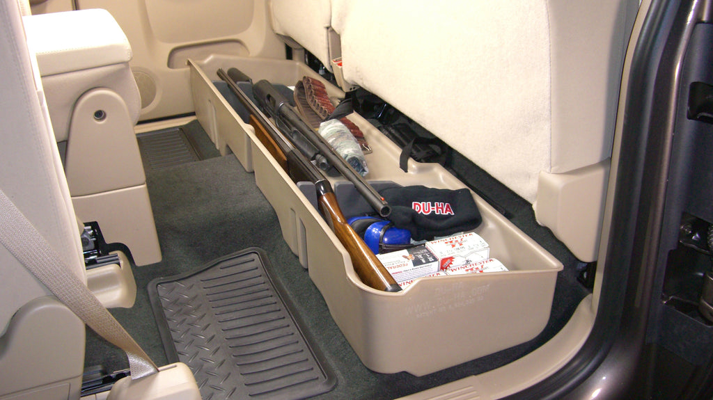 DU-HA 10045 DÜHA 10045 Underseat Storage / Gun Case - Dark Gray for Select Chevrolet Silverado 1500, Chevrolet Silverado 2500, Chevrolet Silverado HD, Chevrolet Silverado HD, GMC Sierra 1500, GMC Sierra HD, GMC Sierra HD