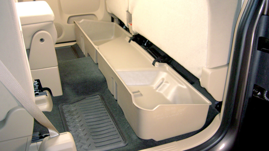 DU-HA 10045 DÜHA 10045 Underseat Storage / Gun Case - Dark Gray for Select Chevrolet Silverado 1500, Chevrolet Silverado 2500, Chevrolet Silverado HD, Chevrolet Silverado HD, GMC Sierra 1500, GMC Sierra HD, GMC Sierra HD