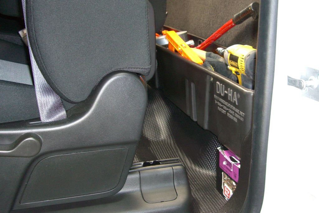 DU-HA 10058 DÜHA 10058 Behind-the-Seat Storage / Gun Case - Black for Select Chevrolet Silverado 1500, Chevrolet Silverado 2500, Chevrolet Silverado HD, Chevrolet Silverado 3500, Chevrolet Silverado HD, GMC Sierra, GMC Sierra 1500, GMC Sierra HD, GMC