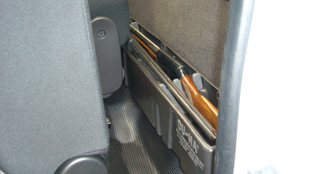 DU-HA 10058 DÜHA 10058 Behind-the-Seat Storage / Gun Case - Black for Select Chevrolet Silverado 1500, Chevrolet Silverado 2500, Chevrolet Silverado HD, Chevrolet Silverado 3500, Chevrolet Silverado HD, GMC Sierra, GMC Sierra 1500, GMC Sierra HD, GMC