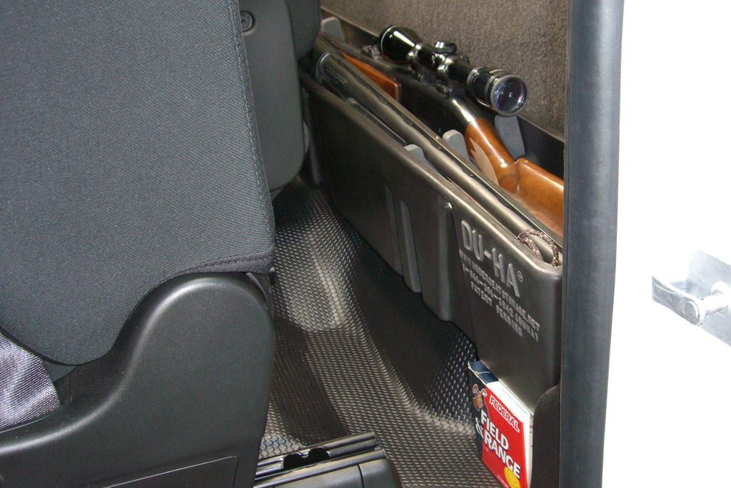 DU-HA 10058 DÜHA 10058 Behind-the-Seat Storage / Gun Case - Black for Select Chevrolet Silverado 1500, Chevrolet Silverado 2500, Chevrolet Silverado HD, Chevrolet Silverado 3500, Chevrolet Silverado HD, GMC Sierra, GMC Sierra 1500, GMC Sierra HD, GMC