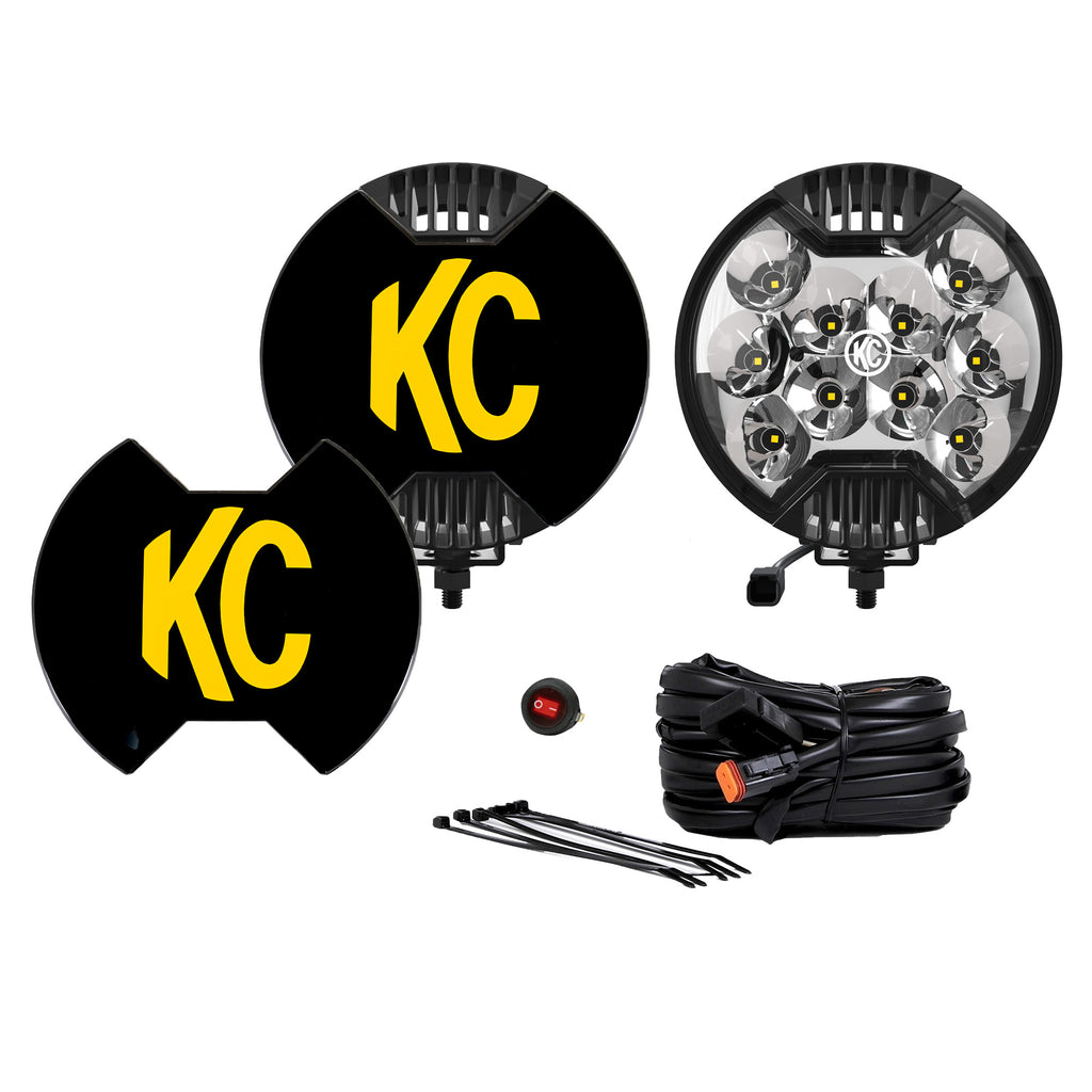 KC HiLiTES 100 KC SLIMLITE LED 6in Spot 2-Light System Universal