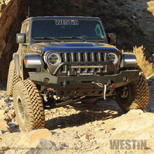 Load image into Gallery viewer, ~(101-Lbs.-76X21x15)~-Wj2-Full-Width-Front-Bumper-WBull-Bar-Textured-Black-Wrangler-Jl-2018-2019