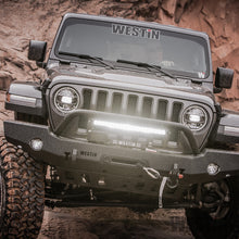 Load image into Gallery viewer, ~(101-Lbs.-76X21x15)~-Wj2-Full-Width-Front-Bumper-WBull-Bar-Textured-Black-Wrangler-Jl-2018-2019