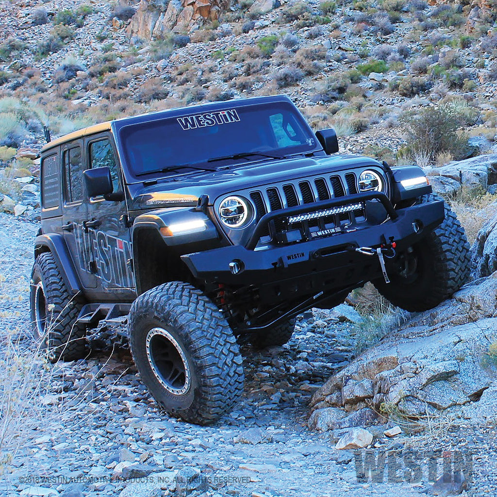 ~(101-Lbs.-76X21x15)~-Wj2-Full-Width-Front-Bumper-WBull-Bar-Textured-Black-Wrangler-Jl-2018-2019