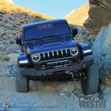 Load image into Gallery viewer, ~(101-Lbs.-76X21x15)~-Wj2-Full-Width-Front-Bumper-WBull-Bar-Textured-Black-Wrangler-Jl-2018-2019