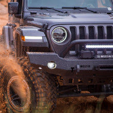 Load image into Gallery viewer, ~(101-Lbs.-76X21x15)~-Wj2-Full-Width-Front-Bumper-WBull-Bar-Textured-Black-Wrangler-Jl-2018-2019