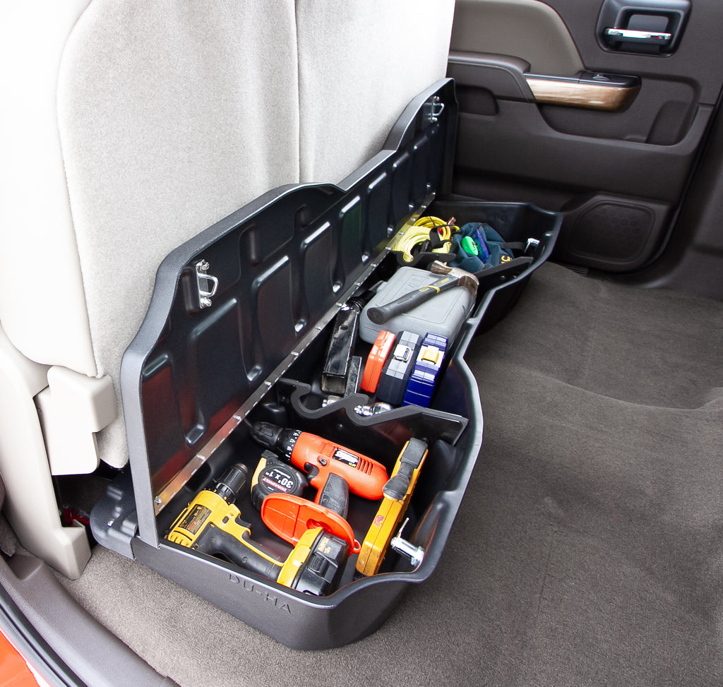 DU-HA 10307 DÜHA 10307 Lockbox Underseat Storage / Gun Case - Black for Select Chevrolet Silverado 1500, Chevrolet Silverado HD, Chevrolet Silverado HD, GMC Sierra 1500, GMC Sierra HD, GMC Sierra HD