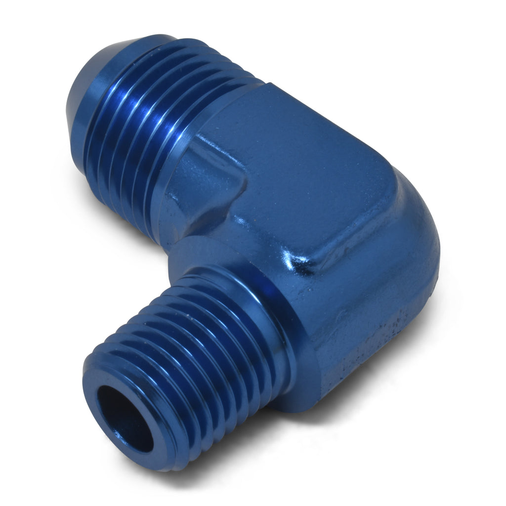 Performance--8-An-To-38In-Npt-90-Degree-Flare-To-Pipe-Adapter-(Blue)