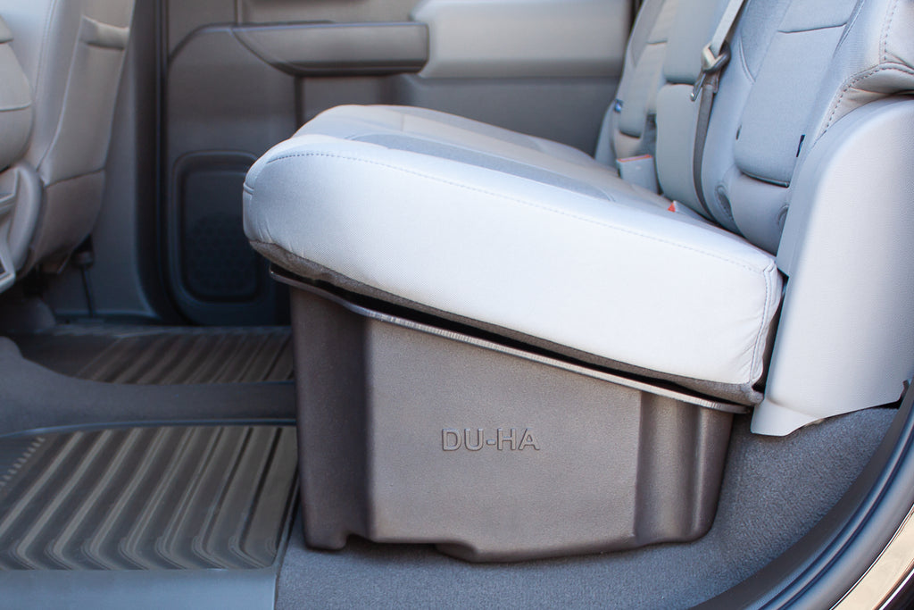 DU-HA 10400 DÜHA 10400 Under Seat Storage / Gun Case - Black for Select Chevrolet Silverado 1500, Chevrolet Silverado HD, Chevrolet Silverado HD, GMC Sierra, GMC Sierra 1500, GMC Sierra HD, GMC Sierra HD