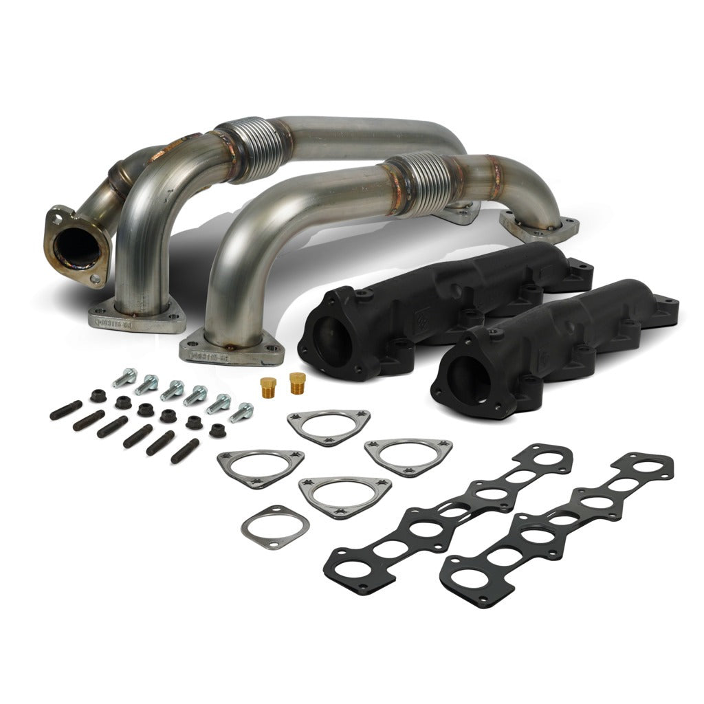 BD Diesel 1041484 Exhaust Manifold & Up-Pipes Set Powerstroke 6.4L Ford 2008-2010 F-Ser Super Duty for Select Ford F-250 Super Duty, Ford F-350 Super Duty, Ford F-450 Super Duty, Ford F-550 Super Duty