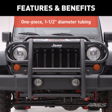 Load image into Gallery viewer, ARIES 1050 Black Steel Grille Guard, Select Jeep Wrangler JK for Select Jeep Wrangler