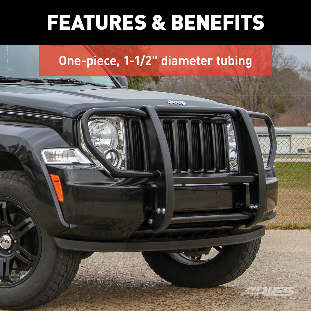 ARIES 1051 Black Steel Grille Guard, Select Jeep Liberty for Select Jeep Liberty