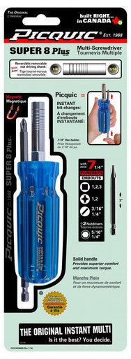 Picquic 98880 Super 8 Plus Multibit Driver With Nut-Driver - Blue
