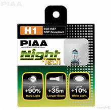 Load image into Gallery viewer, PIAA 10701 H1 Night-Tech Replacement Bulb for Select Acura RL, Acura RSX, Acura TSX, Audi A4, Audi A5, Audi A5 Quattro, Audi A6, Audi A8 Quattro, BMW X5, BMW Z3, Chevrolet Trax, Dodge Sprinter 2500, Dodge Sprinter 3500, Ford C-Max, Ford Escape, Ford