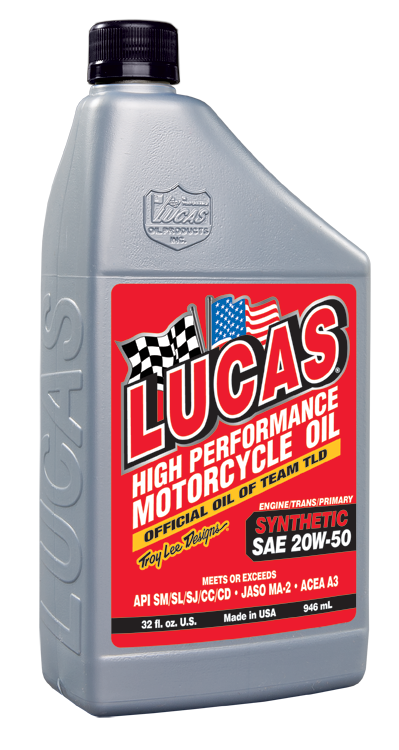 Lucas Oil Products 10702 Synthetic SAE 20W-50 Motorcycle Oil for Select Harley-Davidson ELW LiveWire, Harley-Davidson FLD Switchback, Harley-Davidson FLDE Deluxe 107, Harley-Davidson FLFB Fat Boy 107, Harley-Davidson FLFBS Fat Boy 114, Harley-Davidson