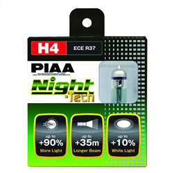 PIAA 10704 H4/9003/HB2 Night-Tech Replacement Bulb for Select Honda Fit, Honda HR-V, Hyundai Accent, Kia Rio, Mini Cooper, Mini Cooper Clubman, Mitsubishi Mirage, Nissan Micra, Nissan Versa, Scion iA, Toyota Tacoma, Toyota Tundra, Volkswagen Beetle