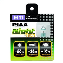 PIAA 10711 H11 Night-Tech Replacement Bulb for Select Acura ILX, Acura MDX, Acura RDX, Acura RL, Acura TL, Acura TSX, Acura ZDX, Alfa Romeo Giulia, Audi A3, Audi A3 Quattro, Audi A4, Audi A4 Quattro, Audi A4 allroad, Audi A5, Audi A5 Quattro, Audi A6,