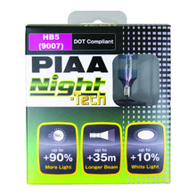 Load image into Gallery viewer, PIAA 10727 9007/HB5 Night-Tech Replacement Bulb for Select Chevrolet Cavalier, Chevrolet Cobalt, Chevrolet Equinox, Chrysler Sebring, Chrysler Town &amp; Country, Dodge Caravan, Dodge Dakota, Dodge Neon, Dodge Ram 1500, Dodge Ram 2500, Dodge Ram 3500, Dodge